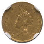 1854 $1 Indian Head Gold Type 2 AU-53 NGC
