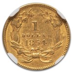 1854 $1 Indian Head Gold Type 2 AU-55 NGC