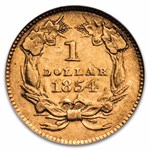 1854 $1 Indian Head Gold Type 2 AU-55 NGC