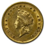 1854 $1 Indian Head Gold Type 2 AU