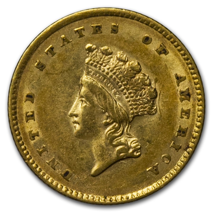1854 $1 Indian Head Gold Type 2 AU