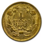 1854 $1 Indian Head Gold Type 2 AU