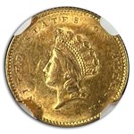 1854 $1 Indian Head Gold Type 2 MS-61 NGC