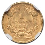 1854 $1 Indian Head Gold Type 2 MS-62 NGC