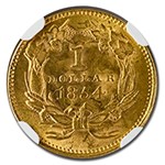 1854 $1 Indian Head Gold Type 2 MS-63 NGC