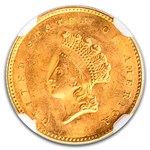 1854 $1 Indian Head Gold Type 2 MS-64 NGC