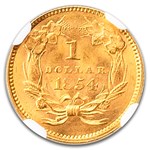 1854 $1 Indian Head Gold Type 2 MS-64 NGC