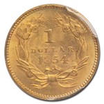 1854 $1 Indian Head Gold Type 2 MS-64 PCGS