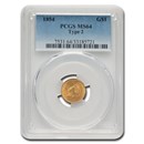 1854 $1 Indian Head Gold Type 2 MS-64 PCGS
