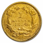 1854 $1 Indian Head Gold Type 2 XF