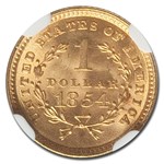 1854 $1 Liberty Head Gold Type 1 MS-67 NGC