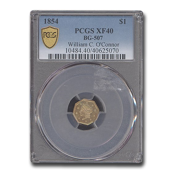 1854 $1 Liberty Octagonal Gold XF-40 PCGS (BG-507) 1854 $1 Liberty Octagonal Gold XF-40 PCGS (BG-507)