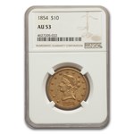 1854 $10 Liberty Gold Eagle AU-53 NGC