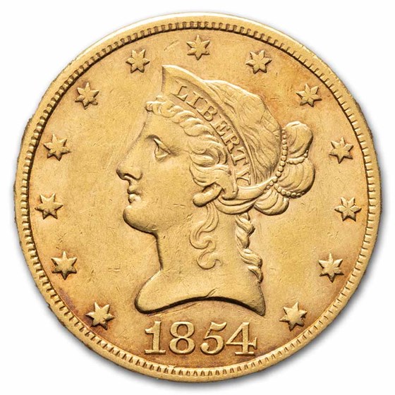 1854 $10 Liberty Gold Eagle AU 1854 $10 Liberty Gold Eagle AU