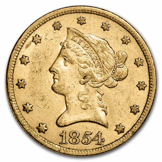 1854 $10 Liberty Gold Eagle XF 1854 $10 Liberty Gold Eagle XF