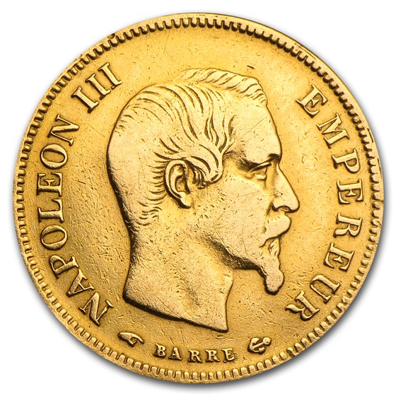 1854-1860 France Gold 10 Francs Napoleon III (Avg Circ) 1854-1860 France Gold 10 Francs Napoleon III (Avg Circ)