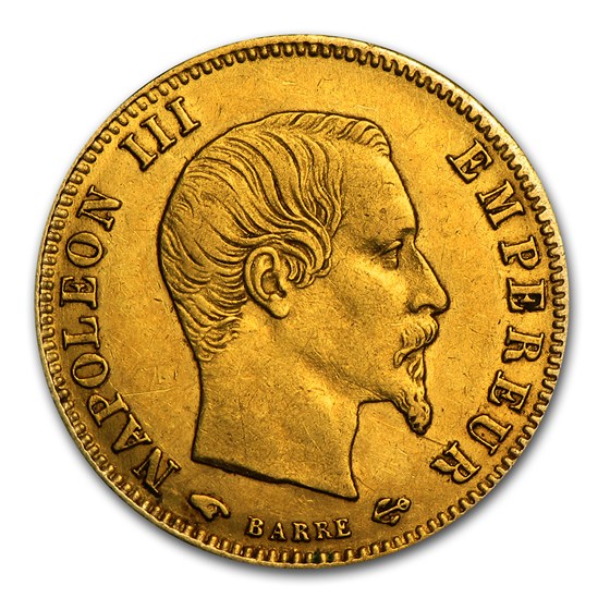 1854-1869 France Gold 5 Francs Napoleon III Avg Circ 1854-1869 France Gold 5 Francs Napoleon III Avg Circ