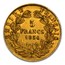 1854-1869 France Gold 5 Francs Napoleon III Avg Circ