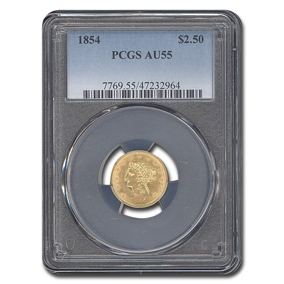 1854 $2.50 Liberty Gold Quarter Eagle AU-55 PCGS