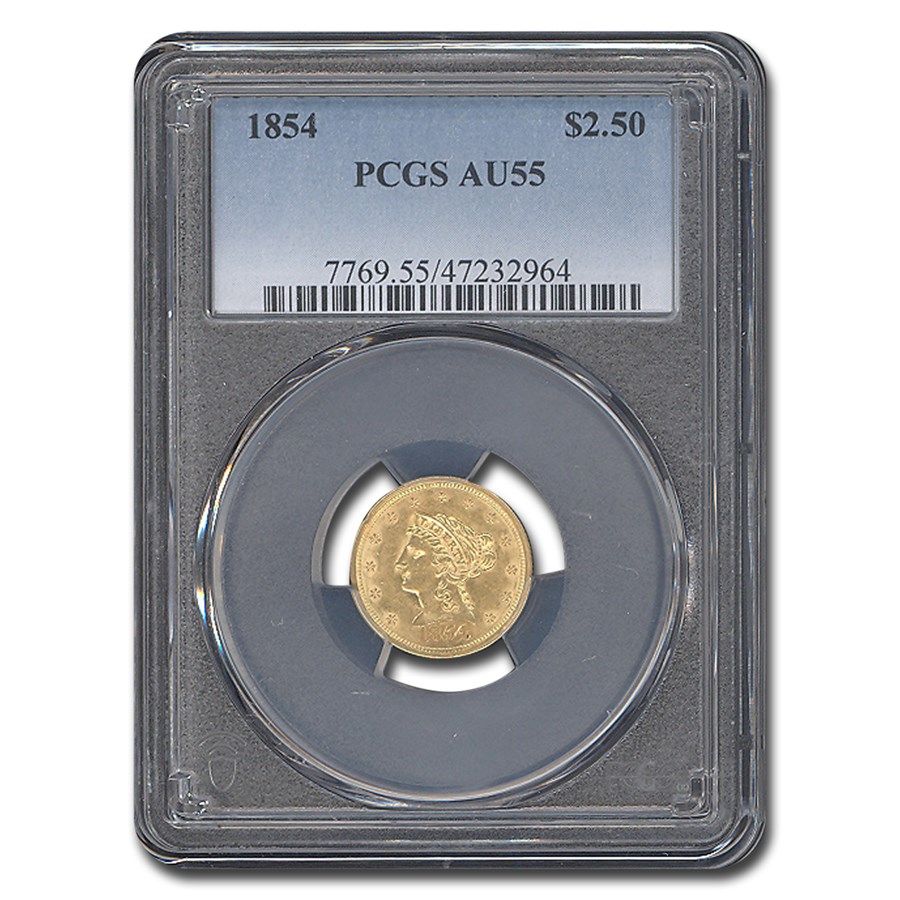 1854 $2.50 Liberty Gold Quarter Eagle AU-55 PCGS