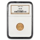 1854 $2.50 Liberty Gold Quarter Eagle AU-58 NGC