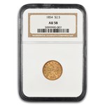 1854 $2.50 Liberty Gold Quarter Eagle AU-58 NGC