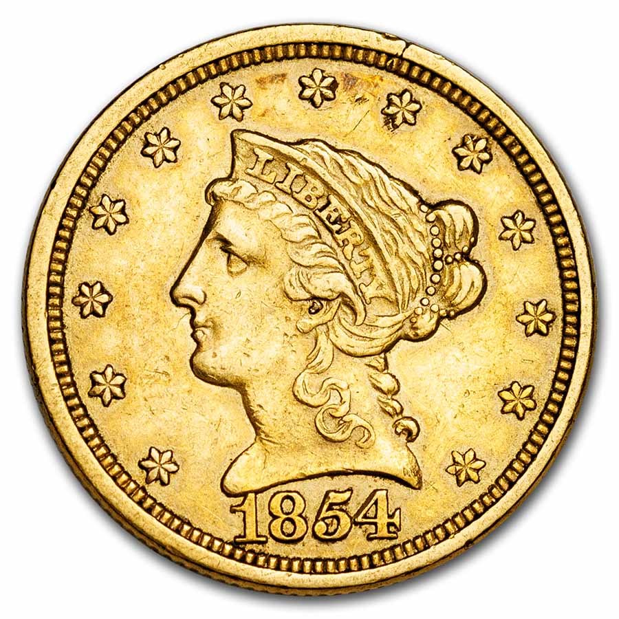 1854 $2.50 Liberty Gold Quarter Eagle AU