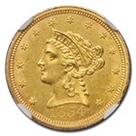 1854 $2.50 Liberty Gold Quarter Eagle MS-61 NGC