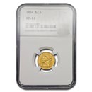 1854 $2.50 Liberty Gold Quarter Eagle MS-61 NGC