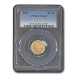 1854 $2.50 Liberty Gold Quarter Eagle MS-62 PCGS