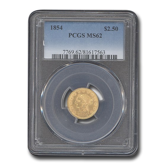1854 $2.50 Liberty Gold Quarter Eagle MS-62 PCGS