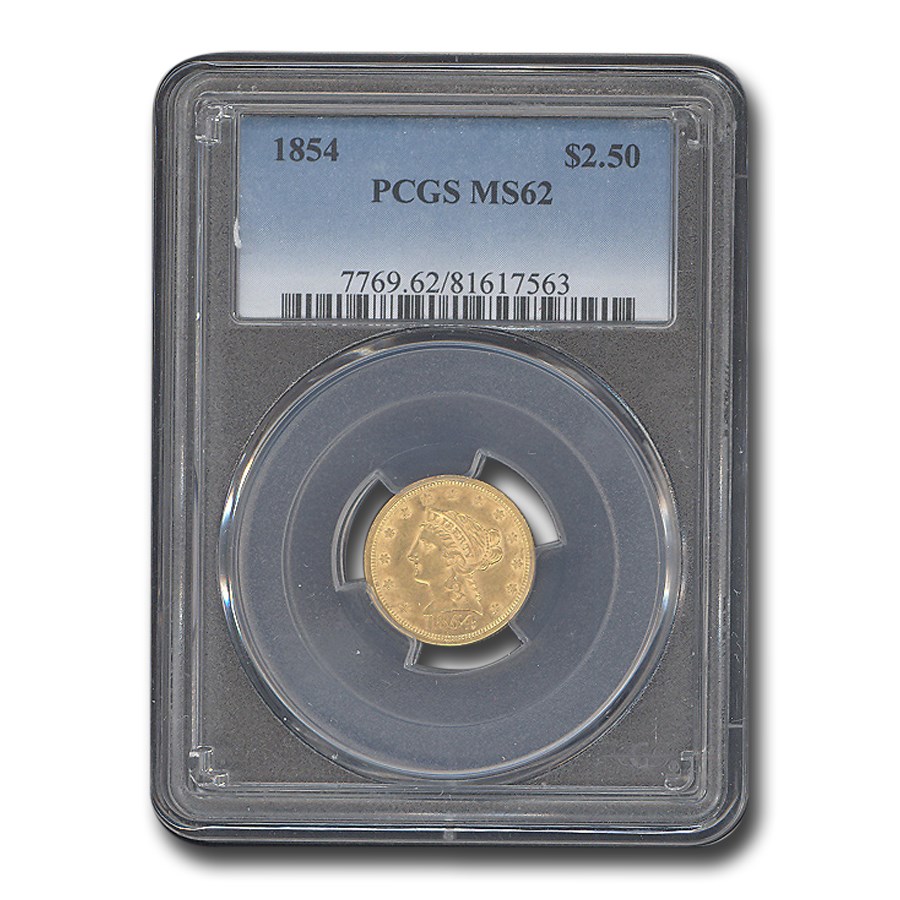 1854 $2.50 Liberty Gold Quarter Eagle MS-62 PCGS