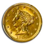 1854 $2.50 Liberty Gold Quarter Eagle MS-64 PCGS