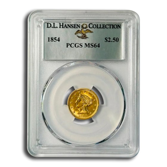 1854 $2.50 Liberty Gold Quarter Eagle MS-64 PCGS