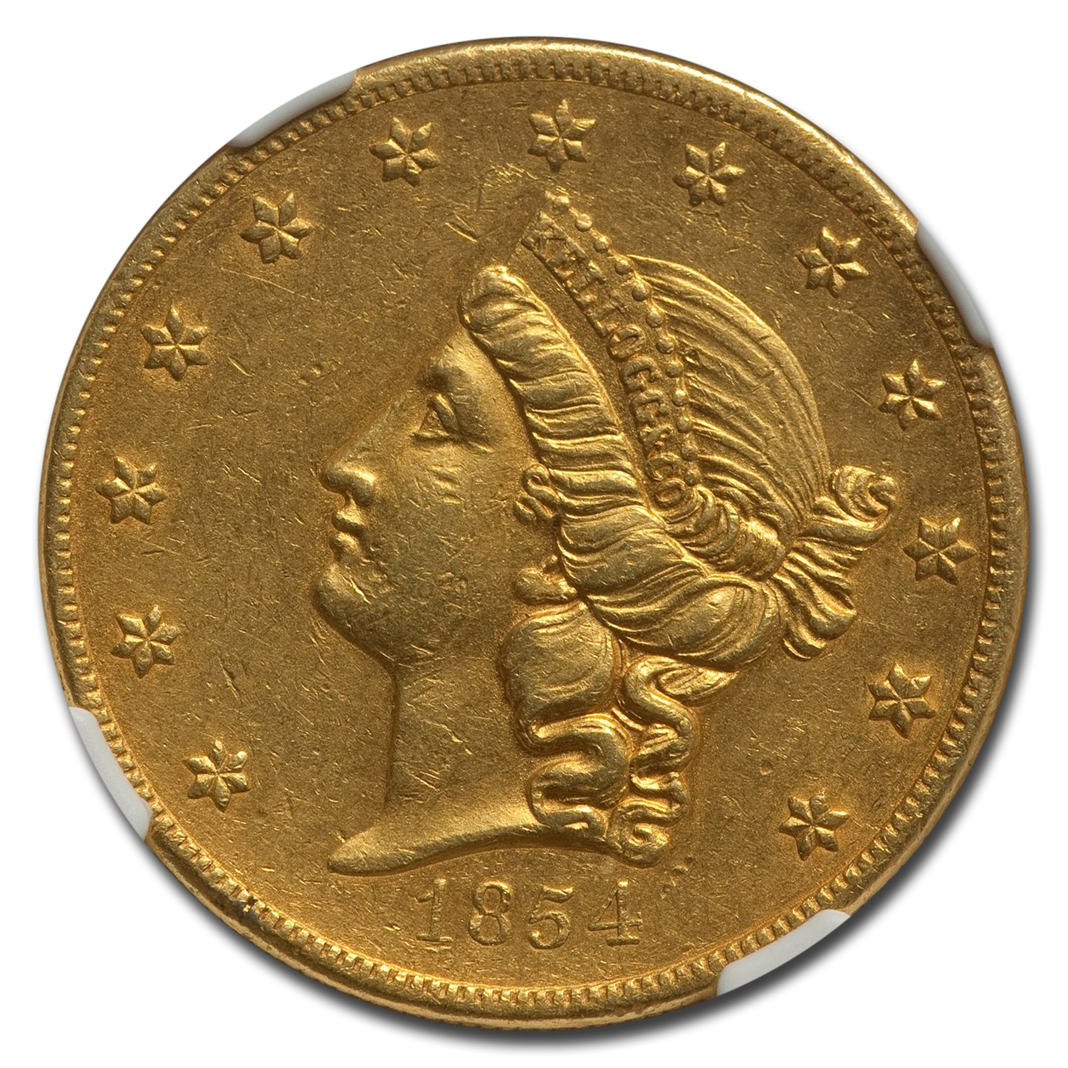 Buy 1854 $20 Kellogg & Co. Gold Double Eagle AU-58 NGC | APMEX