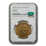1854 $20 Liberty Gold Double Eagle AU-53 NGC CAC