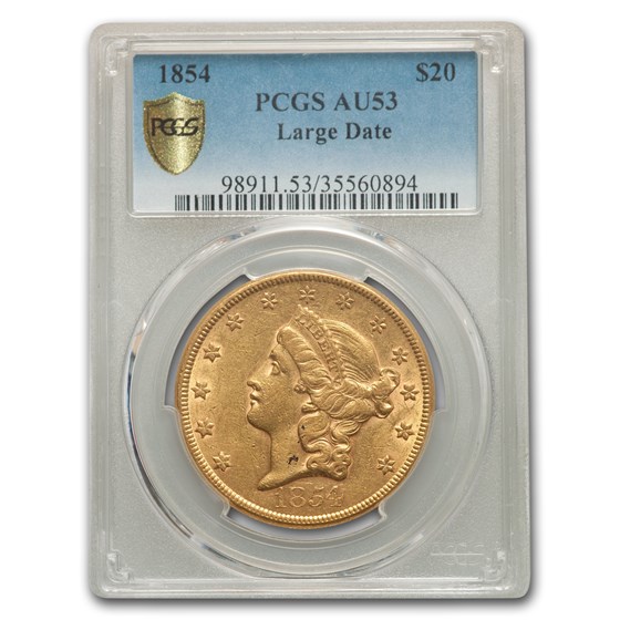 1854 $20 Liberty Gold Double Eagle AU-53 PCGS (Lg Date) 1854 $20 Liberty Gold Double Eagle AU-53 PCGS (Lg Date)