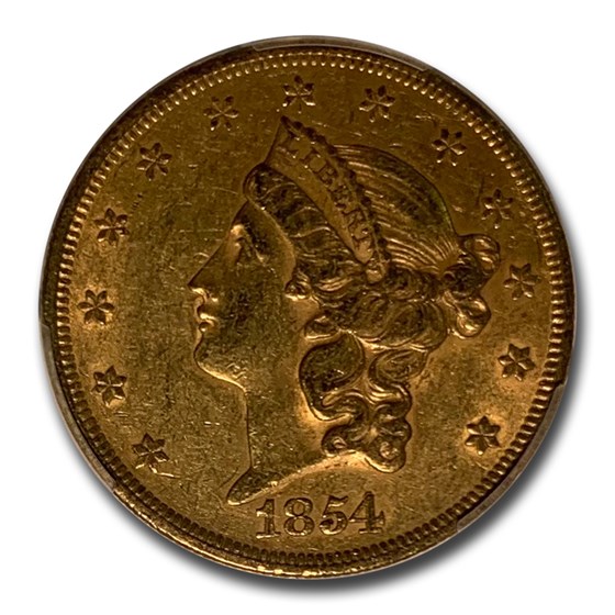 1854 $20 Liberty Gold Double Eagle AU-55 PCGS (Small Date) 1854 $20 Liberty Gold Double Eagle AU-55 PCGS (Small Date)