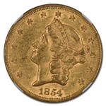 1854 $20 Liberty Gold Double Eagle AU-58 NGC (Small Date)