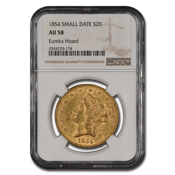 1854 $20 Liberty Gold Double Eagle AU-58 NGC (Small Date) 1854 $20 Liberty Gold Double Eagle AU-58 NGC (Small Date)
