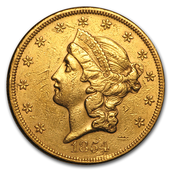 1854 $20 Liberty Gold Double Eagle Lg Date XF Details (Cleaned) 1854 $20 Liberty Gold Double Eagle Lg Date XF Details (Cleaned)