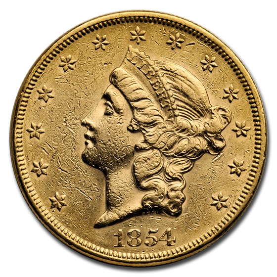 1854 $20 Liberty Gold Double Eagle Sm Date AU Details (Cleaned) 1854 $20 Liberty Gold Double Eagle Sm Date AU Details (Cleaned)