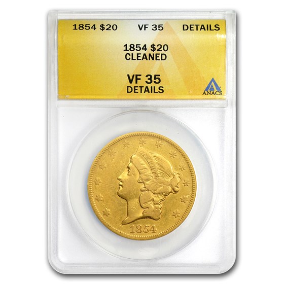 1854 $20 Liberty Gold Double Eagle Type 1 VF Details (Cleaned) 1854 $20 Liberty Gold Double Eagle Type 1 VF Details (Cleaned)
