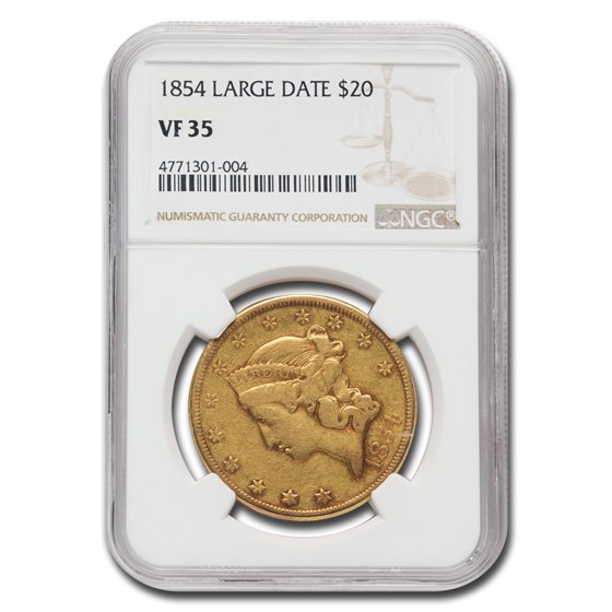 1854 $20 Liberty Gold Double Eagle VF-35 NGC 1854 $20 Liberty Gold Double Eagle VF-35 NGC
