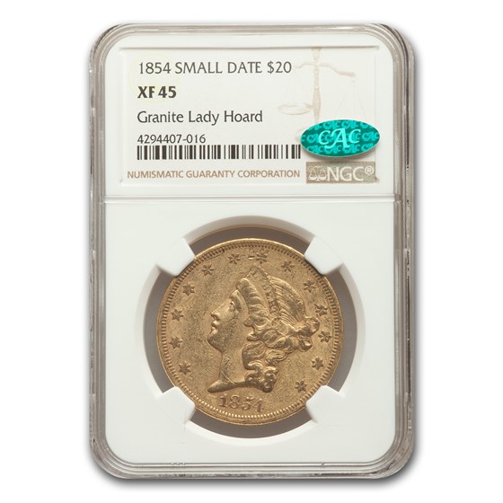 1854 $20 Liberty Gold Double Eagle XF-45 NGC CAC (Small Date) 1854 $20 Liberty Gold Double Eagle XF-45 NGC CAC (Small Date)