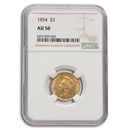 1854 $3 Gold Princess AU-50 NGC