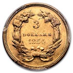 1854 $3 Gold Princess AU-50 PCGS