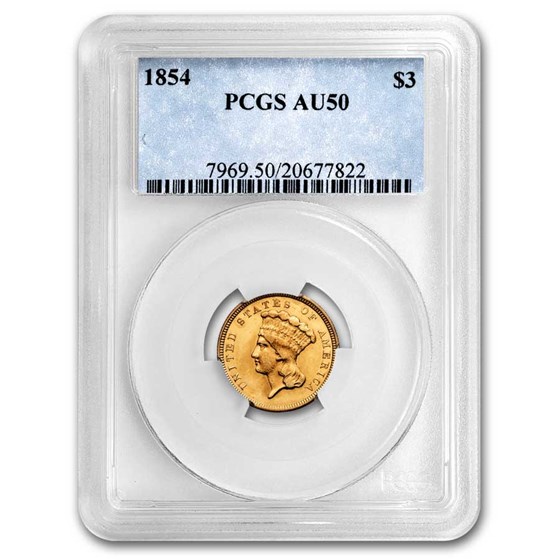 1854 $3 Gold Princess AU-50 PCGS 1854 $3 Gold Princess AU-50 PCGS