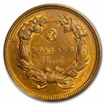1854 $3 Gold Princess AU-55 PCGS