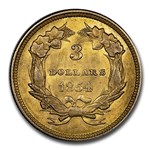 1854 $3 Gold Princess AU-58 CACG